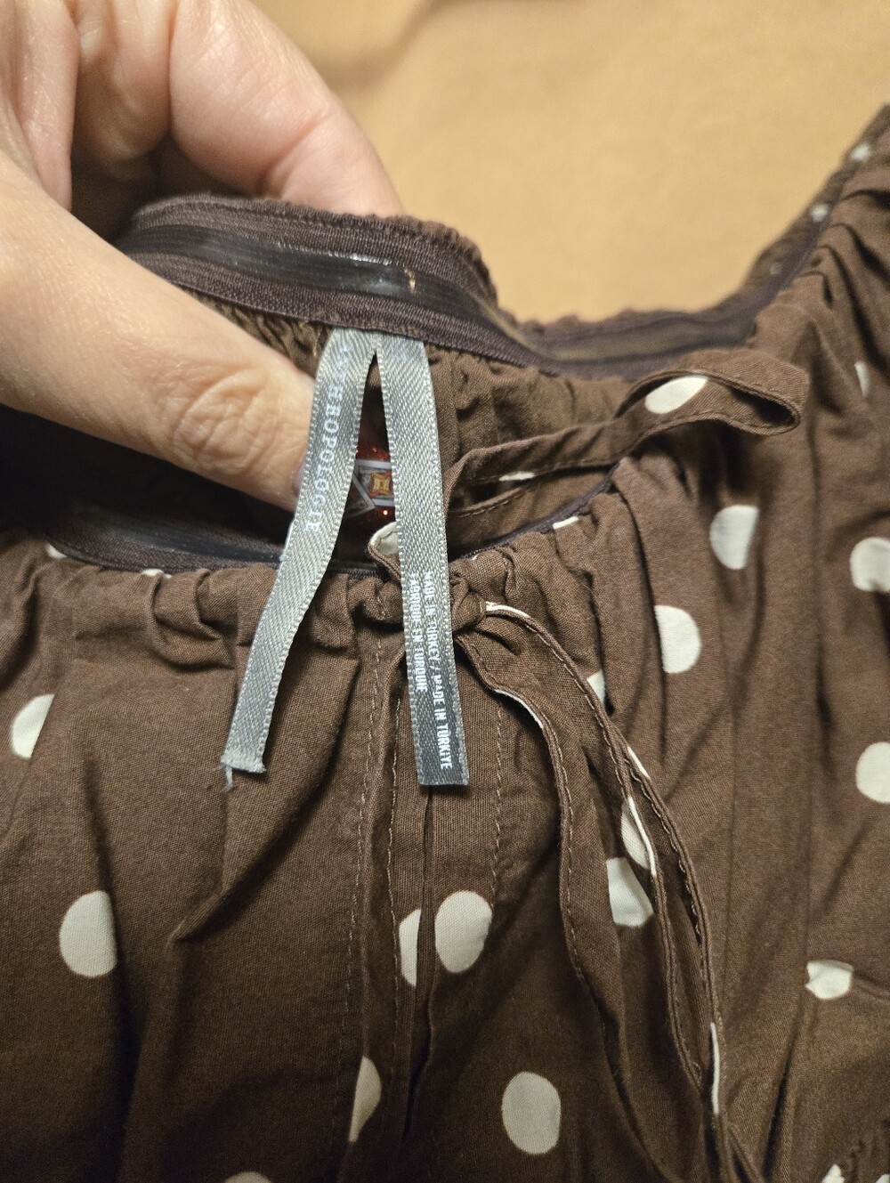 Anthropologie Somerset Strapless Brown Polka Dot Maxi Dress 2x - Picture 4 of 5